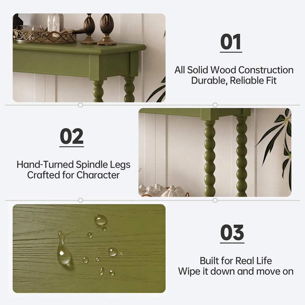 Hallway Table, 45'' Vintage Entryway Table with Open Shelf, Green | 1...