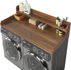 2-Tier Washer and Dryer Countertop with 2.75" H Guard,54" W x 27.5" D Laundry Countertop Cover with Non-Slip Pad,Large Space Laundry Topper for Folding Clothes Over Washer and Dryer-Dark Walnut