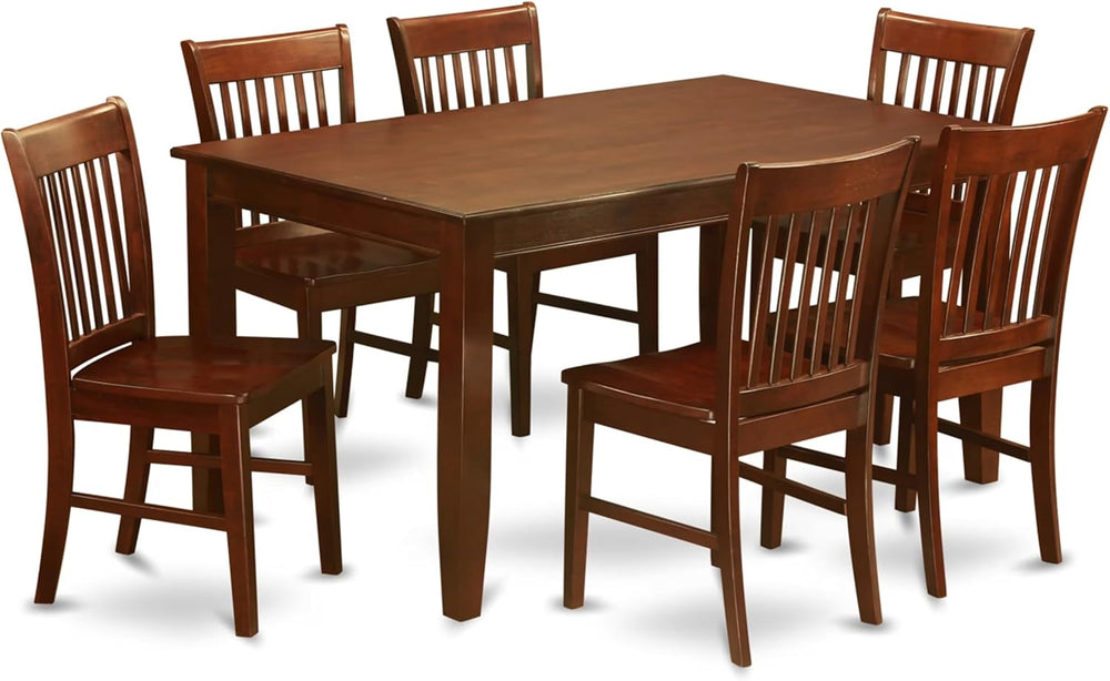 East West Furniture DUNO7-MAH-W 7 Piece Dining Set Consist of a Rectangle Sol...