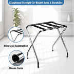 Luggage Rack-Single Tier, Pack of 1, Chrome, Foldable Rack for Guest Room