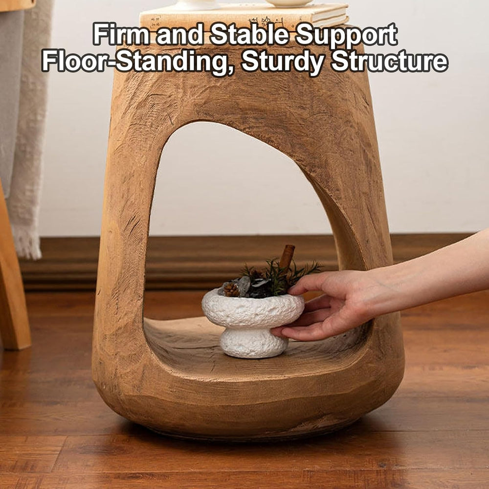 MGO Accent Side Table, Hollow Round-Shaped Decorative Accent Side End Table, ...