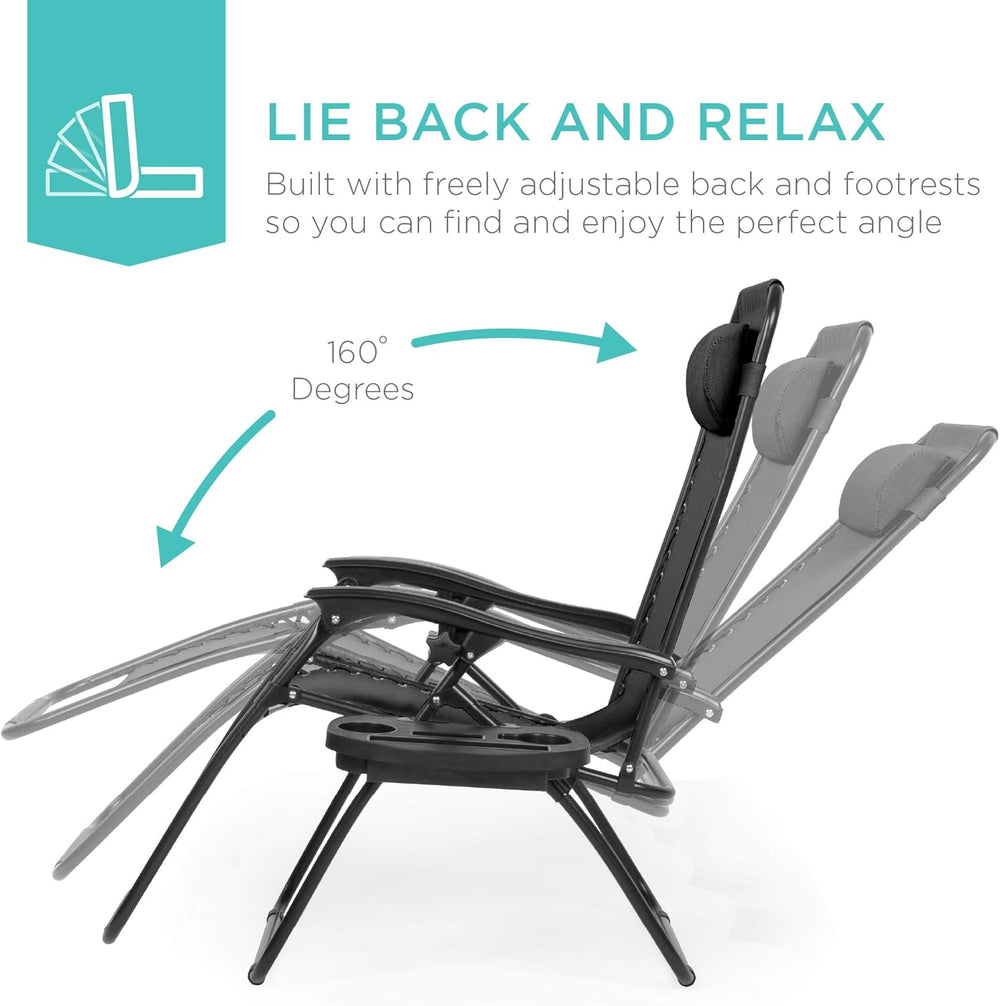 Best Choice Products Set of 2 Adjustable Steel Mesh Zero Gravity Lounge Chair...