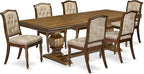NKMA7-AWA-36 7 Pieces Kitchen Table Set Includes a Rectangular Dining Table and 6 Light Beige Polyester Fabric Dinner Chairs, Antique Walnut Finish