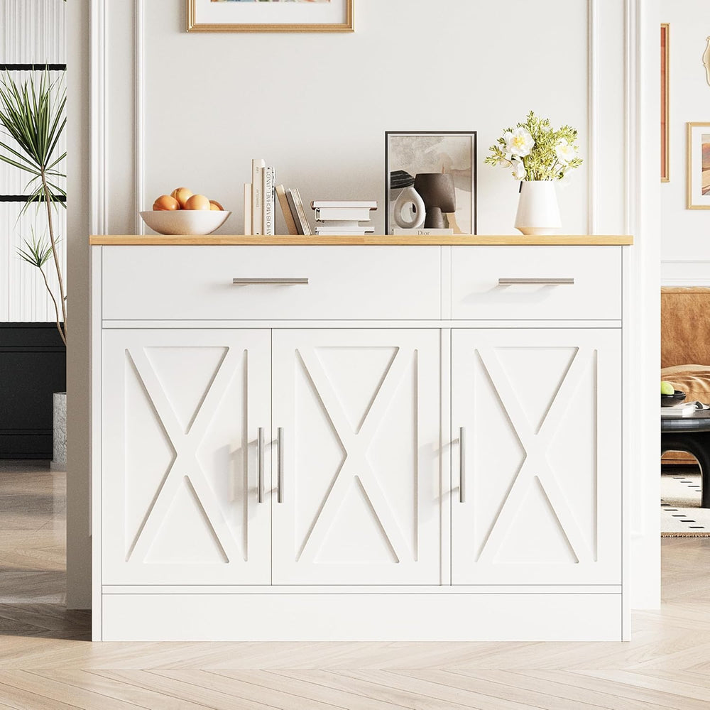 Vongrasig Coffee Bar Cabinet, Farmhouse Sideboard Buffet Cabinet with Storage...