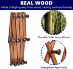 Amber Home Wood Accordion Wall Rack 13 Hooks (Pegs), Expandable Wall Mounted Hanger for Coat, Hat, Scarf, Coffee Mugs, X Shape Coat Hooks (Antique Retro Color)