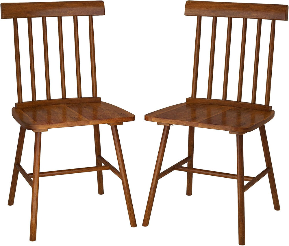 HOMCOM Windsor Dining Chairs Set of 2 Spindle Backrest Light Brown