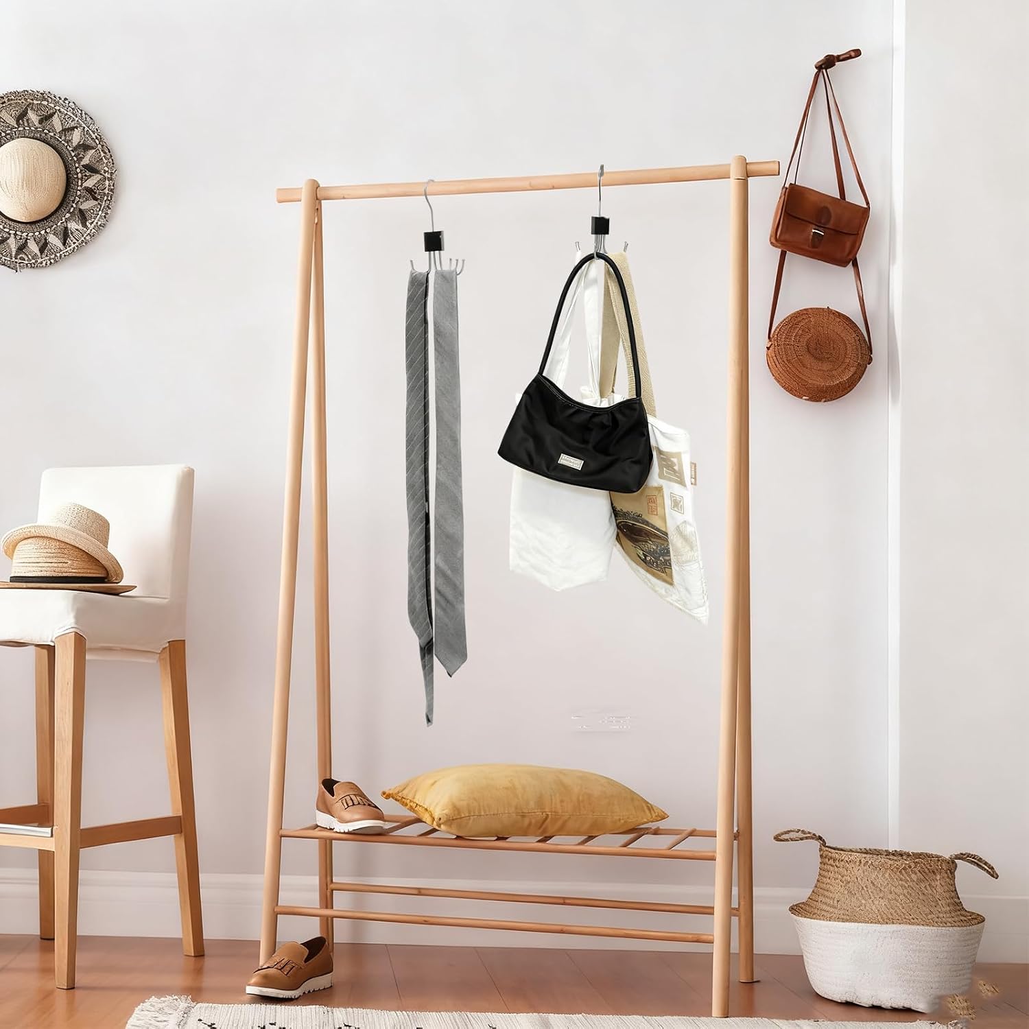 Belt Hanger, 2PCS Tie Rack,Belt Organizer for Closet, Metal Belt Rack Holder,Tie Organizer for Men,Hanging Closet Hook for Bra, Tank Top,Scarf, Hat, Purse