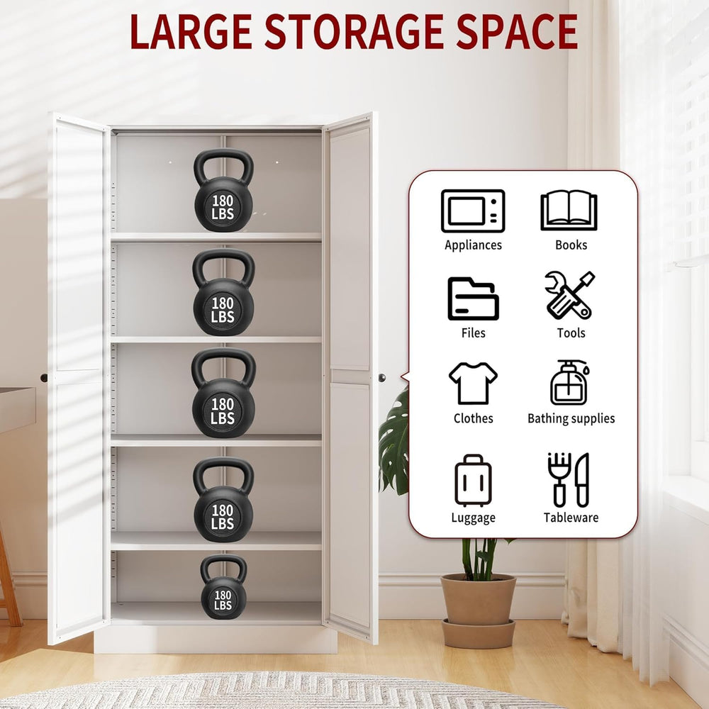 AQY Kitchen Pantry Cabinet,61" White Pantry Storage Cabinet with 4 Tier ...