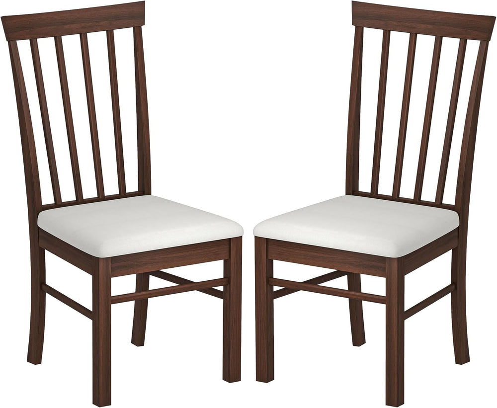 HOMCOM Wooden Dining Chairs Set, Farmhouse Upholstered Kitchen Chairs with Ru...
