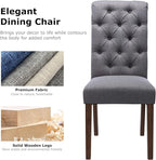 COLAMY Button Tufted Dining Chairs Set of 2, Parsons Upholstered Fabric Dining Room Chairs Kitchen Chairs with Wood Legs and Padded Seat, Dark Grey