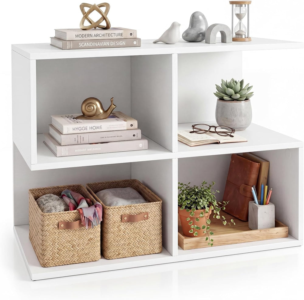 Giantex 4-Cube Book Shelf, 17'' Modern S-Shaped Couch End Sofa Side T...