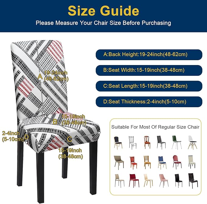 Dining Room Chair Covers - Stretch Kitchen Chair Covers Set of 4, Removable Washable Slipcovers for Home, Hotel, Banquet