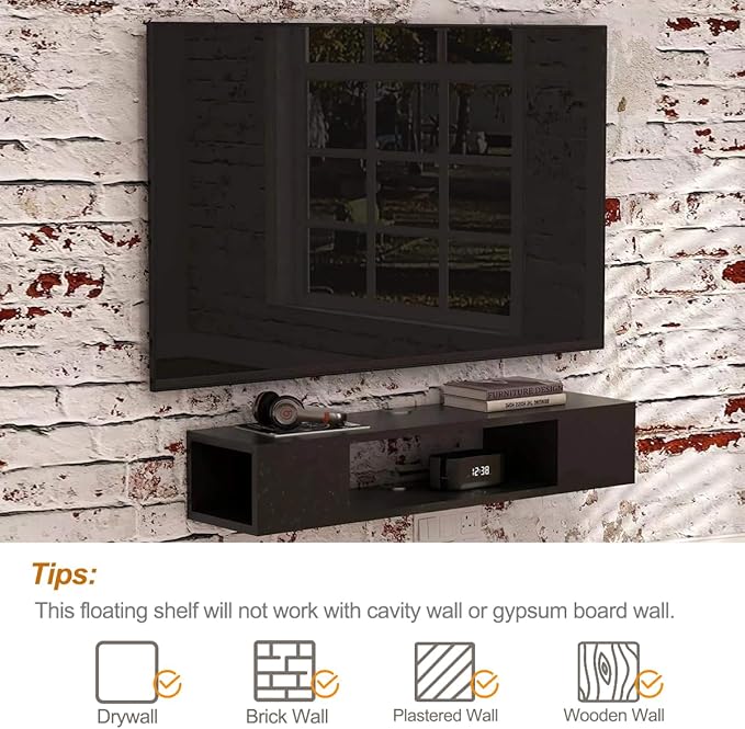 GHC Floating TV Stand, Wall Mounted Entertainment Center and Cabinet Shelf, T...
