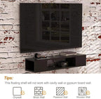 GHC Floating TV Stand, Wall Mounted Entertainment Center and Cabinet Shelf, TV Console with Storage，Media Console for DVD Player, Space-Saving Under TV Shelf for Bedroom, Living Room (Black)