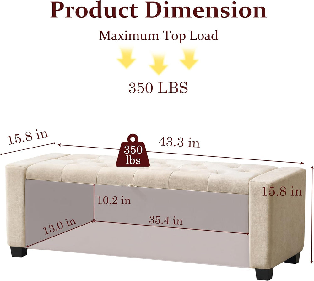 Royal Windsor Ottoman with Storage,Tufted Storage Bench for Bedroom | End of ...