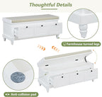 Merax Classic Storage Bench with Cushioned Seat and Three Drawers for Entryway & Living Room & Bedroom, White