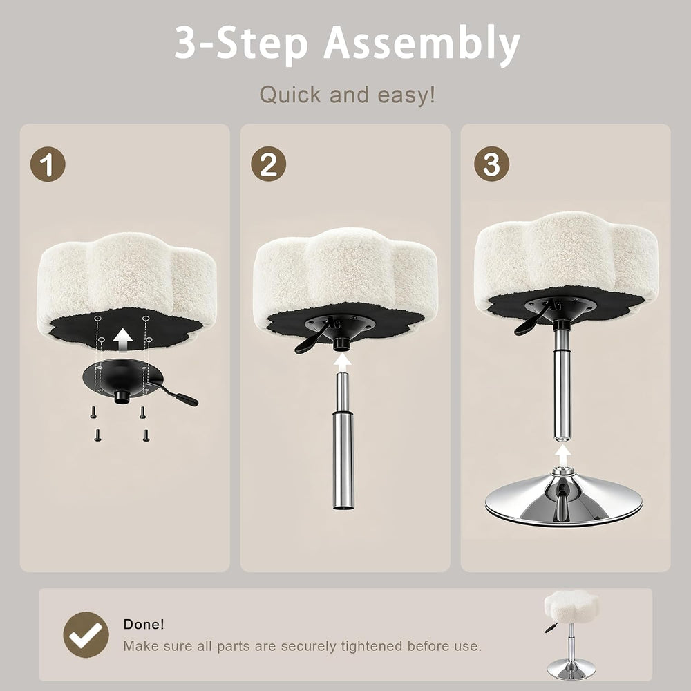 LITZFUR Adjustable Vanity Stool, Swivel Makeup Chair for Vanity, White | Flow...