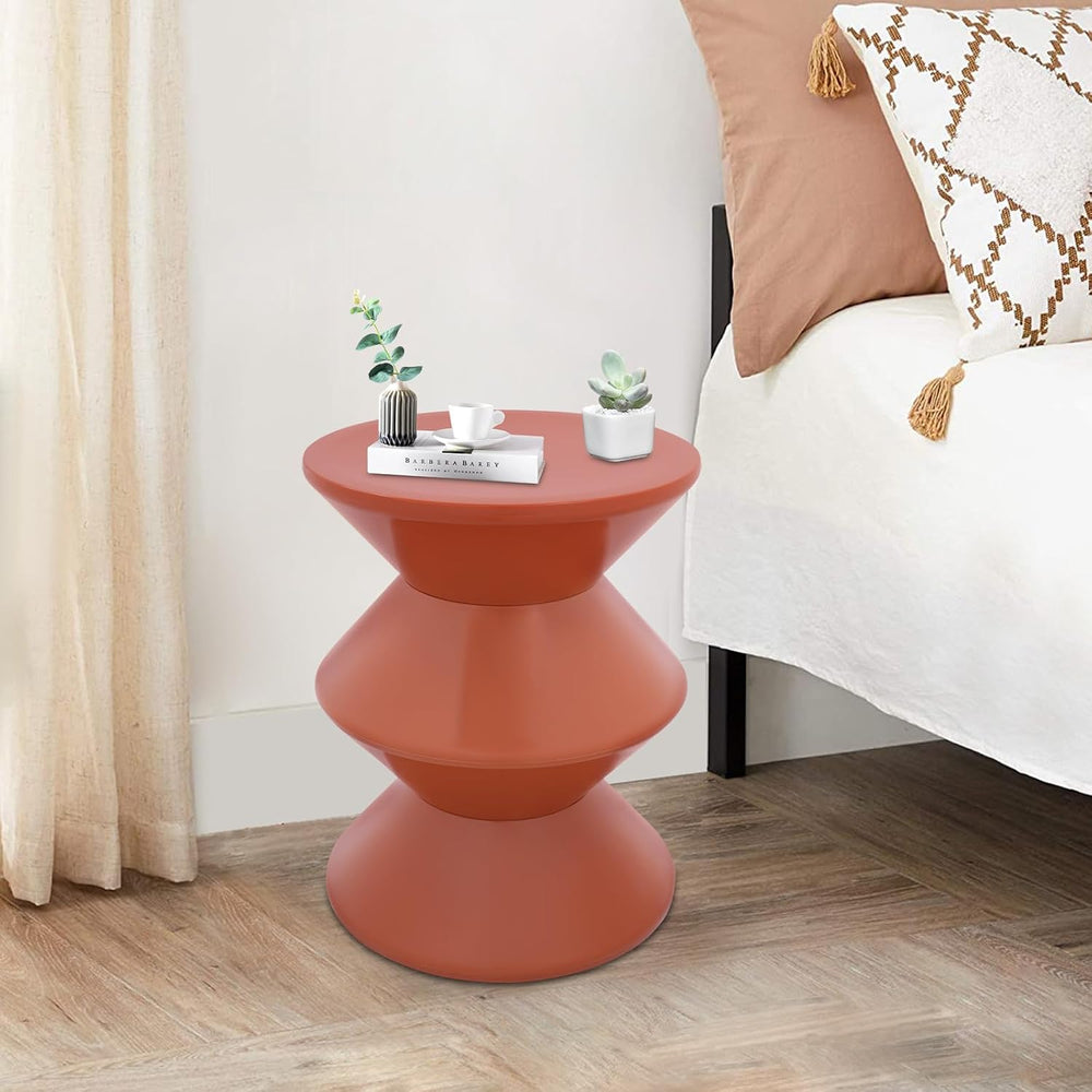 Round Side Table,Modern Hourglass Shaped Accent Stool, Minimalist Sofa Side T...