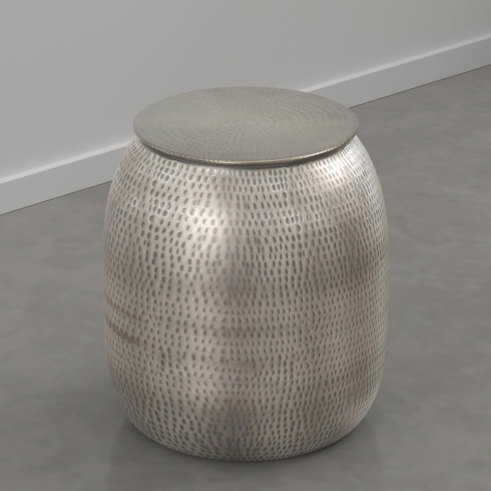 SIMPLIHOME Griffen Metal Storage Accent Table - 19 inch Wide Solid Metal Roun...