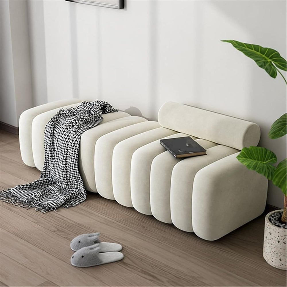Modern Long Bench with Backrest for Changing Shoes Bedroom Bed end Walk-in Cl...