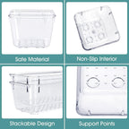 WOWBOX 25 PCS Clear Plastic Drawer Organizer Set, 4 Sizes Desk Drawer Divider Organizers and Storage Bins for Makeup, Jewelry, Gadgets for Kitchen, Bedroom, Bathroom, Office