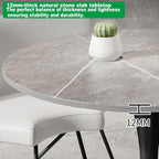 31.5" Round Dining Table Set for 4,Modern Kitchen Table Set with 4 Faux Leather Chairs,Natural stone slab tabletop Breakfast Table,Small Space Saving Conference Table,Reception Table for Dining Room
