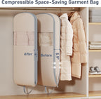 DIMJ 4 Pack 43" Compression Garment Bags for Hanging Clothes With Carry Handles and Window, Space Saving Washable Suit Bag for Dress, Clothes, Coats, Down Jacket, Closet Storage, Moving, Travel