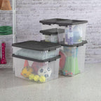 (2 Pack) 76 Quart Durable Clear Plastic Storage Bins, Storage Container with Latch Lid Dark Gray Suitable for Office,Hoilday Decor,Garage Organization.