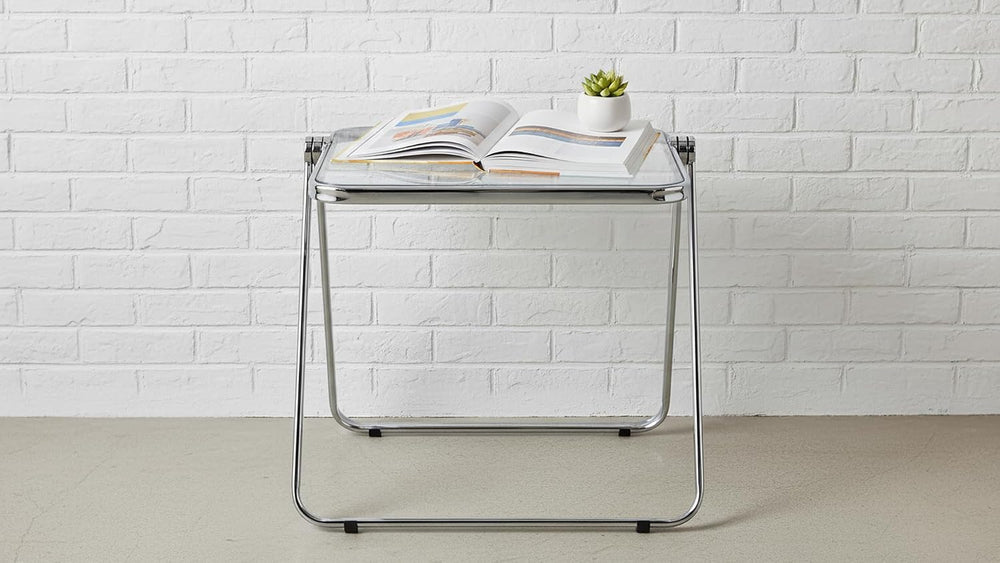 Folding TV Tray Table, Acrylic Foldable Side Desk - No Assembly, Space Saving...