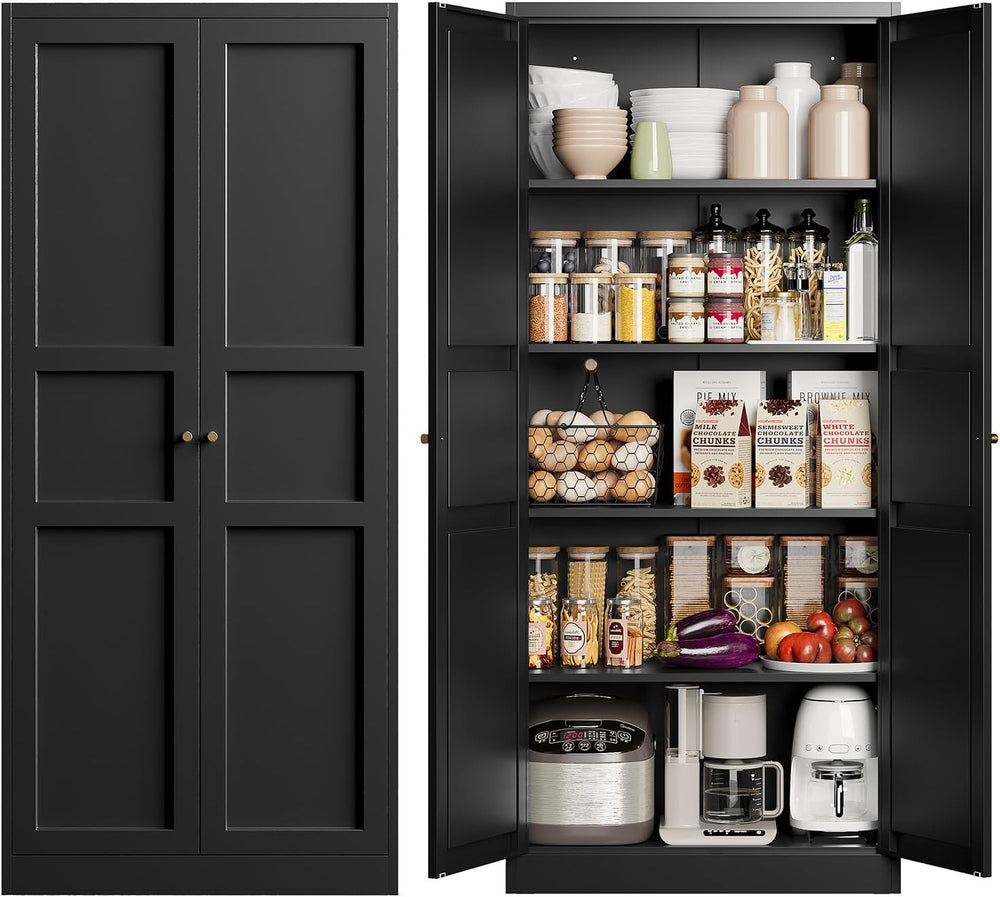 Yizosh Metal Storage Cabinet with 2 Doors and 4 Adjustable Shelves - 71"...