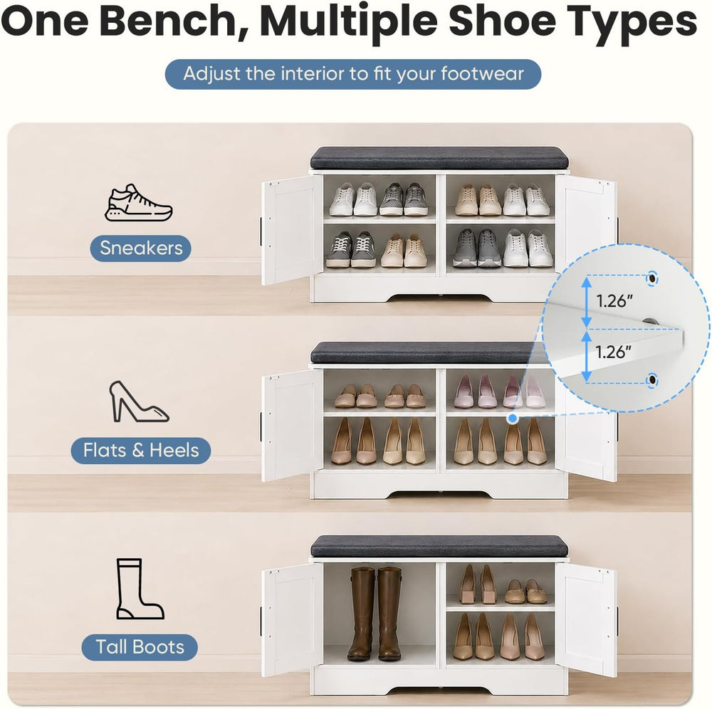 NEWBULIG Shoe Bench with Storage for Entryway, 39.4" Shoe Storage Bench ...
