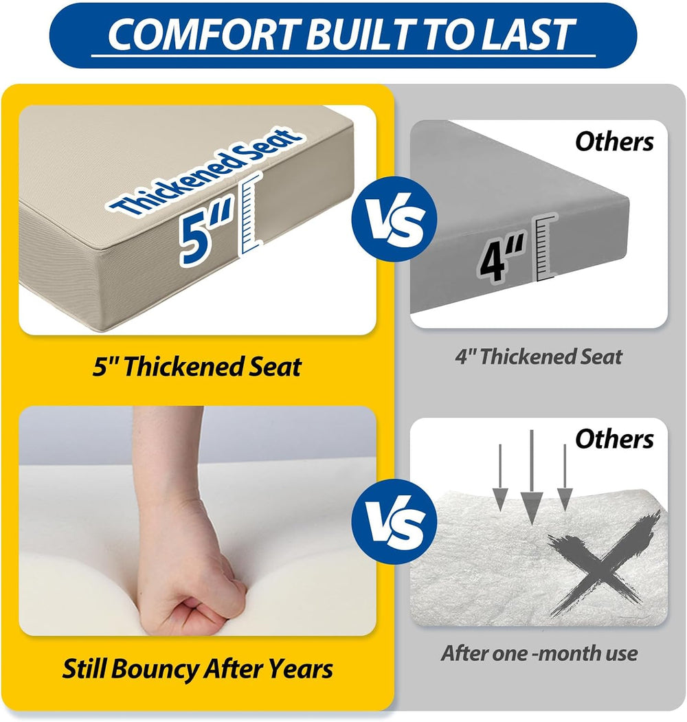 AAAAAcessories Outdoor Chair Cushions, 23.5 x 25.5 x 5 + 19 in, Set of 1