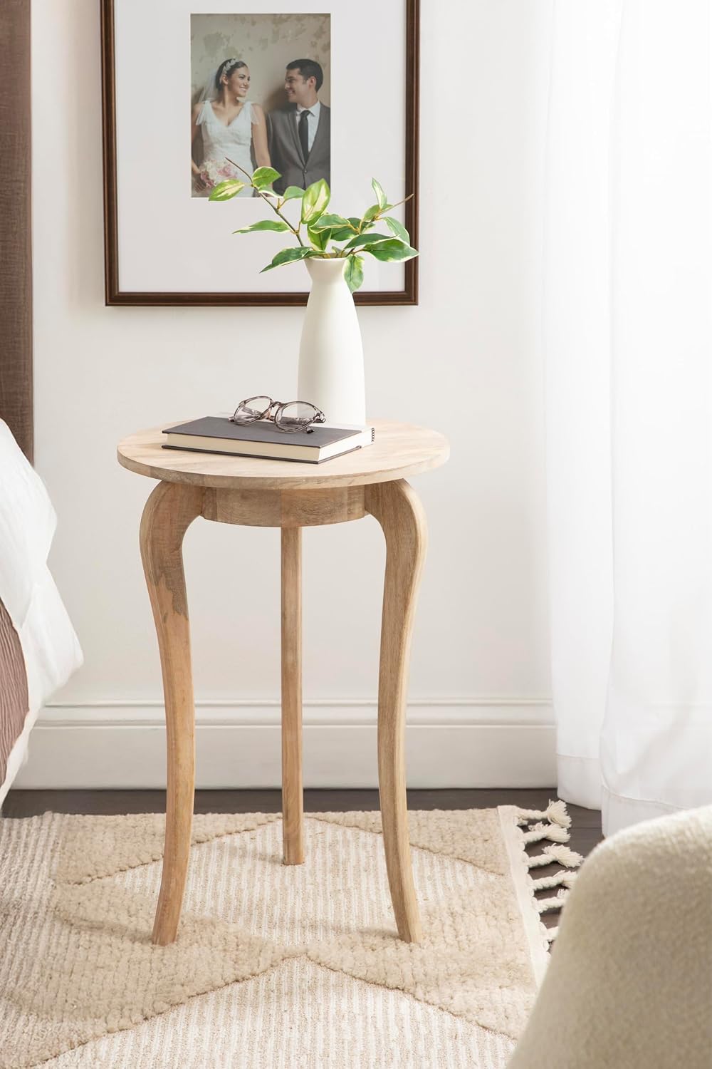 Kate and Laurel Mariona Coastal Round Mango Wood Side Table, 16 x 16 x 24, Li...