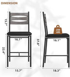 GarveeHome Bar Stools Set of 2, Counter Height Bar Chairs with Back and Thick Cushion, Upholstered Dining Chairs with Padded Seat, Barstools for Kitchen Island, Bar, Dining Room, Grey