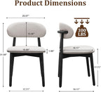 Farmhouse Dining Chairs Set of 8, Mid Century Modern Wooden Dining Room Chairs, Farmhouse Fabric Upholstered Kitchen Dinner Chairs for Living Room Restaurant Cafe, Black/Flax Gray