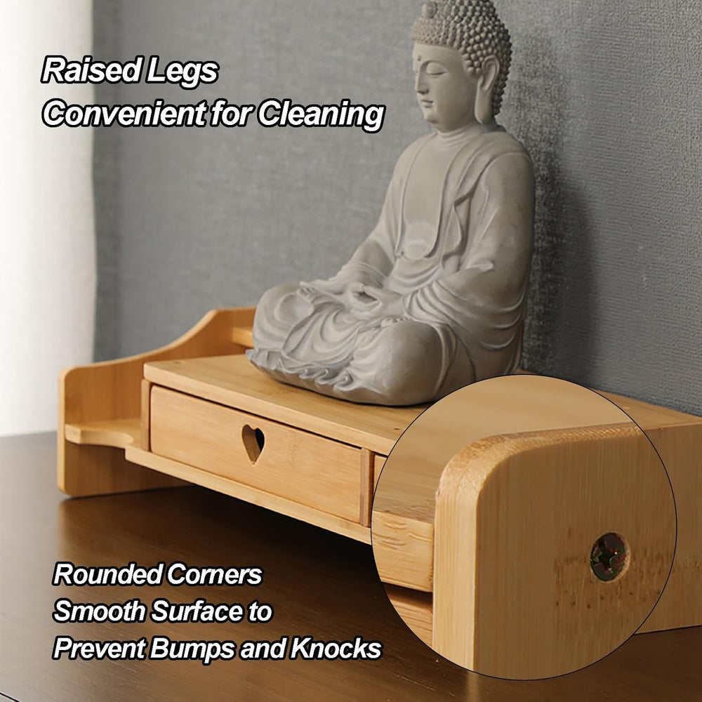 Small Altar Table Solid Wood, Pooja Meditation Table with Drawer, Buddhist Al...