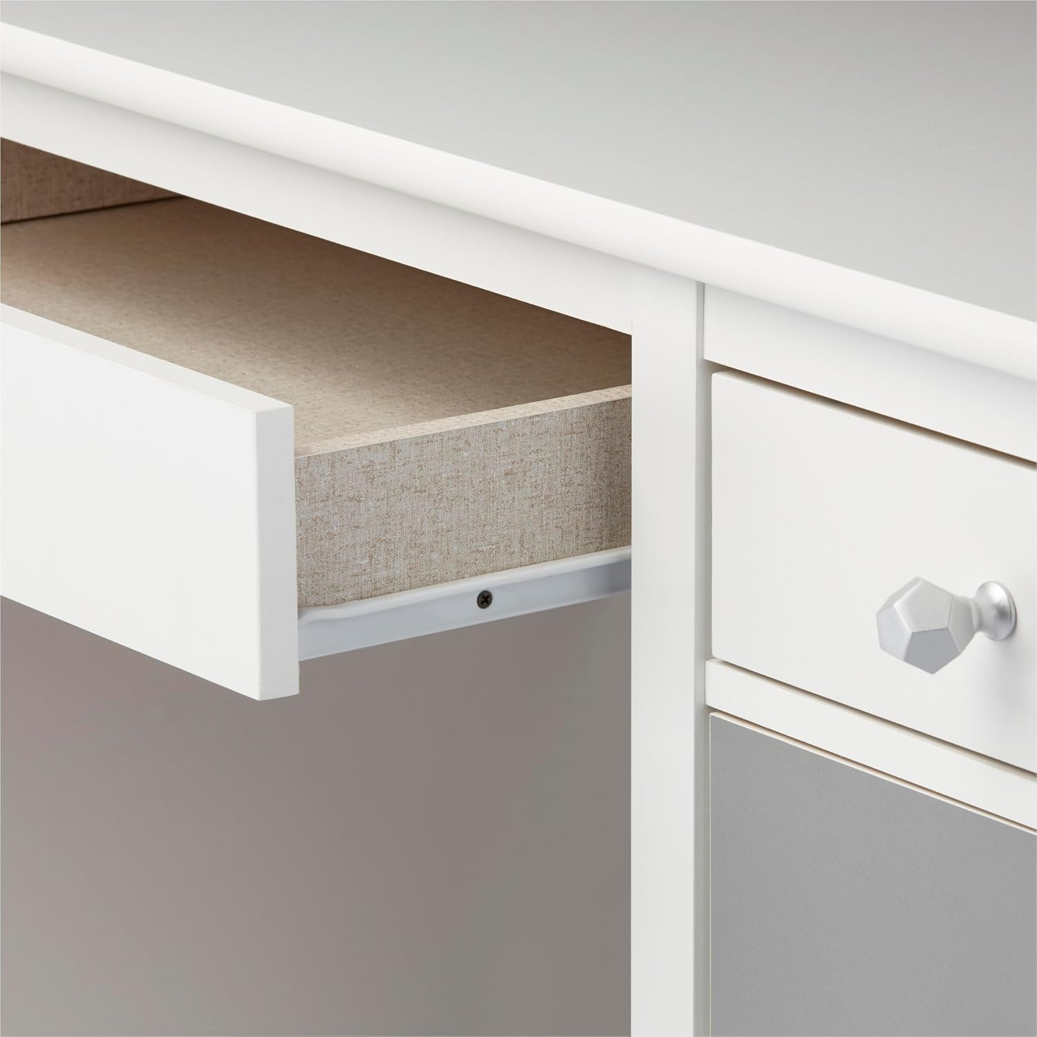 Little Seeds Monarch Hill Poppy Kids’ White Desk, Grey Drawers