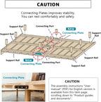 EMOOR Wood Slatted Floor Bed Frame OSMOS Full for Japanese Futon Mattress Solid Pine (Retro-Brown), Height Adjustable (2/7/12in) Tatami Mat