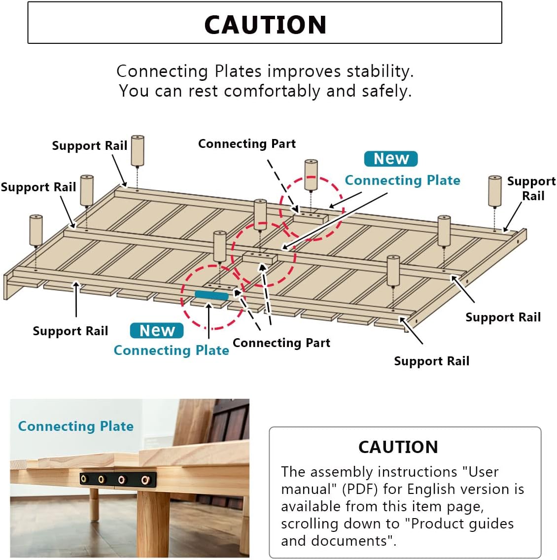 EMOOR Wood Slatted Floor Bed Frame OSMOS Full for Japanese Futon Mattress Solid Pine (Retro-Brown), Height Adjustable (2/7/12in) Tatami Mat