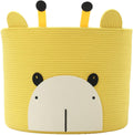18x15 Inch Giraffe Basket, Open Cotton Rope Animal Storage Bin for Kids Bedroom Playroom, Cute Woven Laundry Basket, Yellow