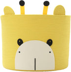 18x15 Inch Giraffe Basket, Open Cotton Rope Animal Storage Bin for Kids Bedroom Playroom, Cute Woven Laundry Basket, Yellow
