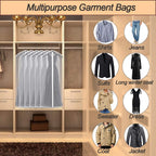 Suit Bags for Closet Storage Garment Bag 24''X40'' Clear Garment Bags for Hanging Clothes (Set of 6) Plastic Waterproof Suit Cover Bag with Zipper for Coats, Jackets, Shirts