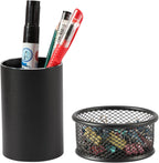 Pen Holder & Paperclip Holder, 2 Pack Aluminum Alloy Waterproof Mesh Paper Clip Holders, Desktop Dispenser Organizer for Desk Binder Clip Bobby Pin Pen, for Home Office School Supplies