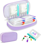 Weekly Pill Organizer 2 Times a Day - Timueetech A6 Waterproof 14 Pill Pouch Bags for Travel, BPA-Free Medicine Storage with Labels & Self-Sealing Design for Vitamins and Supplements, Purple