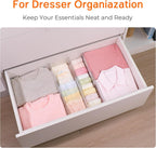 4 Pack 4" High Drawer Dividers for Clothes, 10.2"-16.5" Expandable Dresser Drawer Organizers, Adjustable Plastic Clear Drawer Separators for Kitchen, Baby Clothing, Socks, Underwear, Bedroom