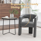 Modern Barrel Dining Chair, Comfy Faux Leather Upholstered Chairs with Open-Back, Assembled Vanity Chair, PU Leather Accent Chair Side Armchair for Dining Room, Kitchen, Living Room（Grey）