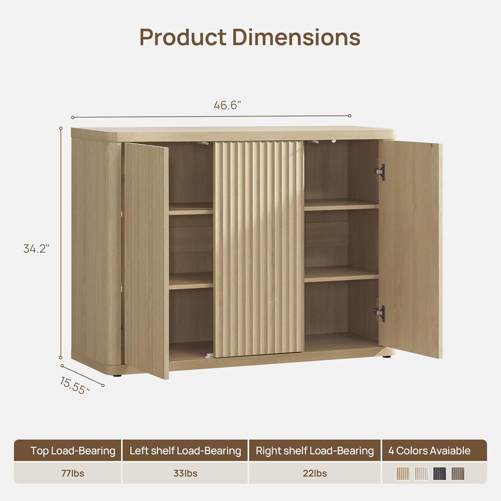 SICOTAS Buffet Cabinet with Storage Accent Sideboard with 3 Doors Modern 46.6...
