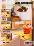 Kalolary 2-Pack Table Edge Cup Holder - Versatile Clip for Drinking Cups, Mugs & Bottles - Ideal for Home, Office & School (Yellow)