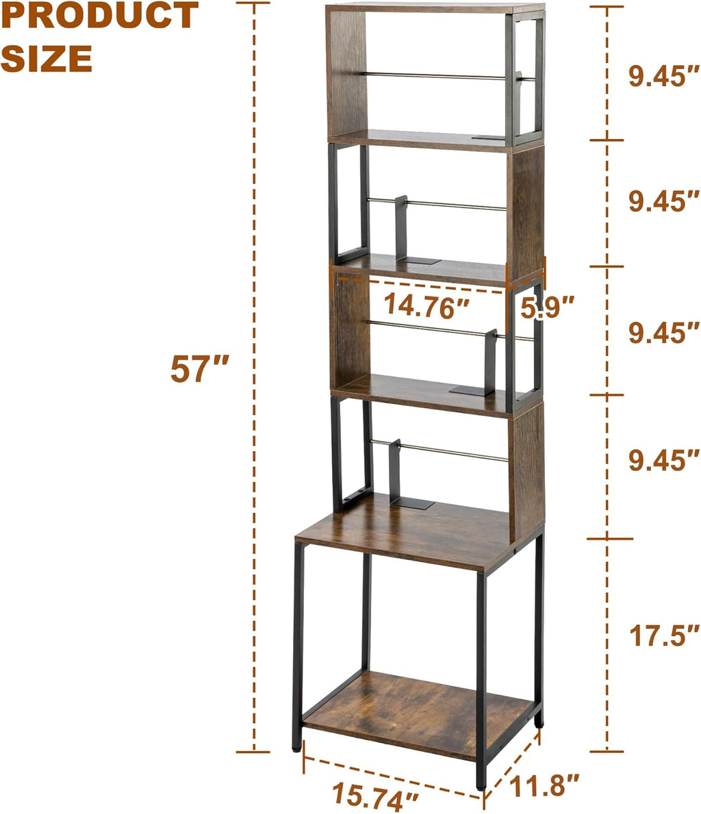 Aquzee DVD Shelf, Wooden CD Storage Rack, CD Holder with Adjustable Dividers, DVD Tower Rack, Media Storage Shelf for CDs/DVDs, Books, Video Games, Suitable for Living Room, Bedroom, Home Office