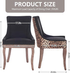 Modern Dining Chairs Set of 6, High Back Dining Chairs Side Chairs with Solid Wood Legs, Upholstered Fabric Dining Room Chairs for Dining Room Kitchen, Black and Leopard Print